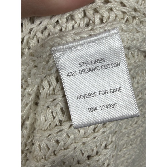 Garnet Hill Linen Cotton Maren Cardigan Sweater Coastal Cozy Relaxed Size Large - Picture 12 of 12